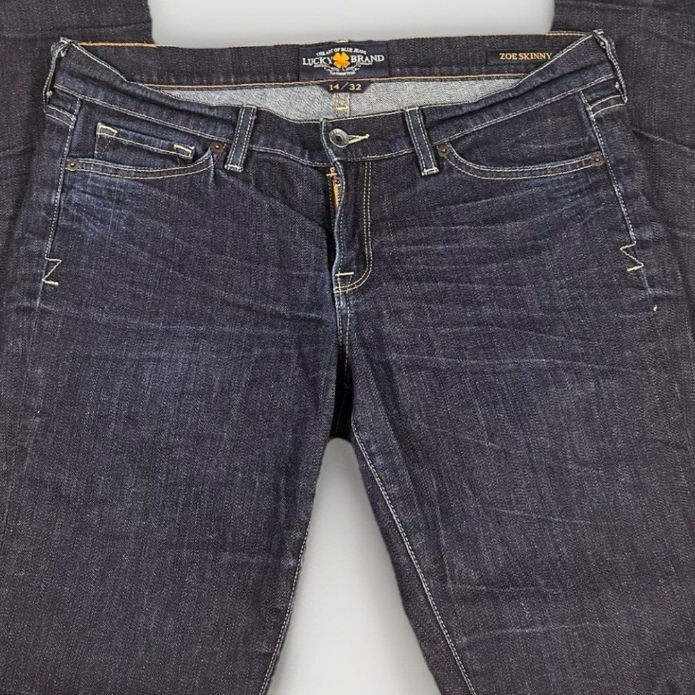 Lucky Brand Jeans Womens Size 14/32 Zoe Skinny Mid Rise Distressed Denim Stretch